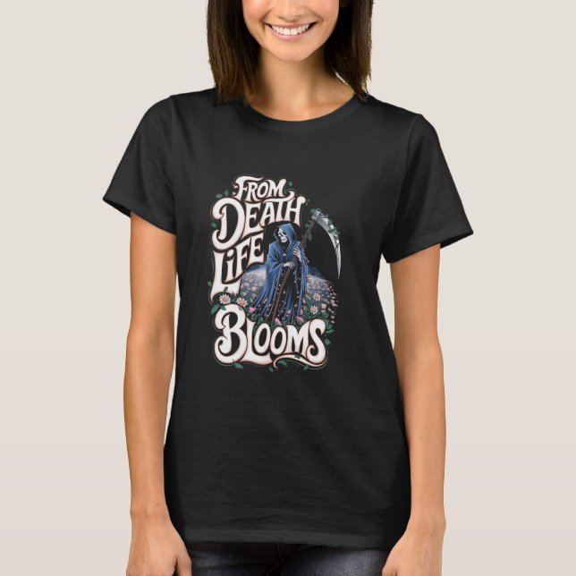 Camiseta Grim Reape Da Morte Bloomos Flores Arte Rebi (Frente)