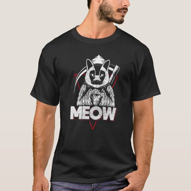 Camiseta Grim Reaper Cat Weird Kitty (Frente)