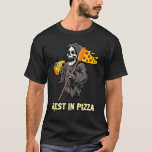 Camiseta Grim Reaper Comendo Pizza Fatia Um Descanso Na Piz