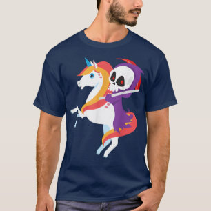 Camiseta Grim Reaper Dirigindo o Halloween do Esqueleto Cut
