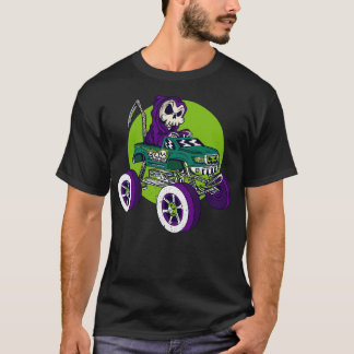 Camiseta Grim Reaper Dirigindo um Hallowee Engraçado de Mon