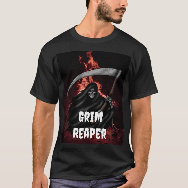 Camiseta "Grim Reaper Fire Inferno Halloween Degie (Frente)