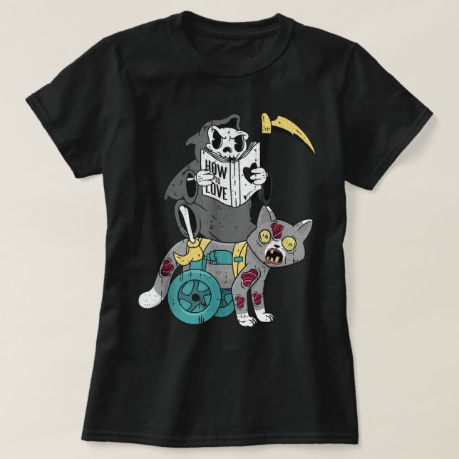 Camiseta Grim Reaper Lazy Halloween Costume Engraçado Zombi (Frente do Design)
