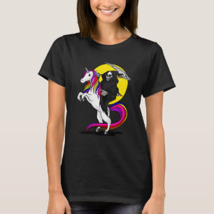 Camiseta Grim Reaper Skeleton Death Dirigindo o Hallowee do