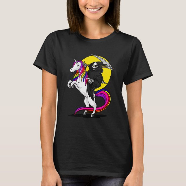 Camiseta Grim Reaper Skeleton Death Dirigindo o Hallowee do (Frente)