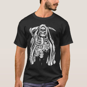 Camiseta Grim Reaper Skeleton Spooky Gótico Halloween Costu