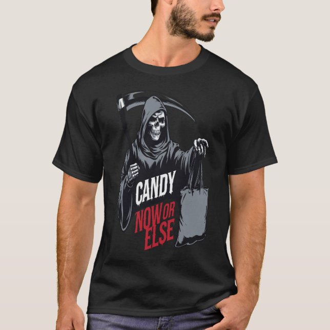 Camiseta Grim Reaper Trick ou trata (Frente)