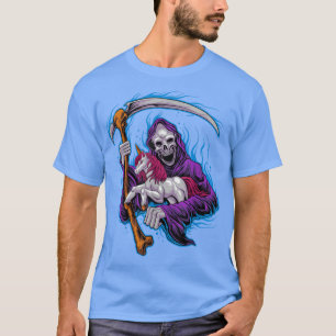 Camiseta Grim Reaper Unicorn Pastel Gótico Death Skeleton M