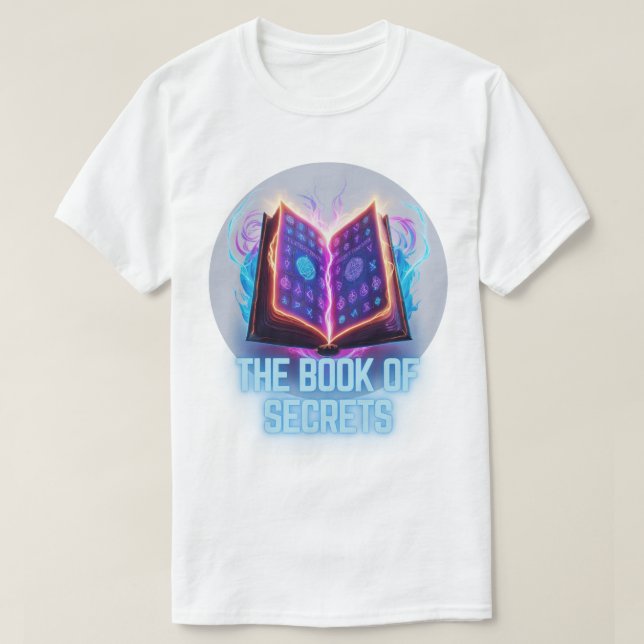Camiseta Grimoire Brilhante - Libere o livro dos segredos (Frente do Design)