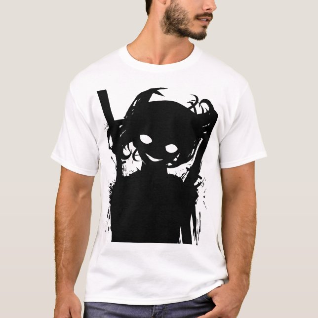 Camiseta Grin Malicioso: Anime Creme com Olhos Brilhantes (Frente)
