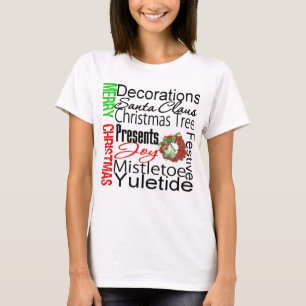 Camiseta Grinalda da colagem do Feliz Natal