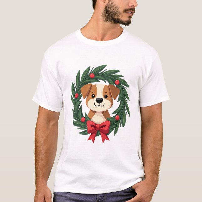 Camiseta Grinalda De Natal De Nariz De Cachorro Fofo Mãe De (Frente)