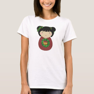 Camiseta Grinalda do Natal de Kokeshi