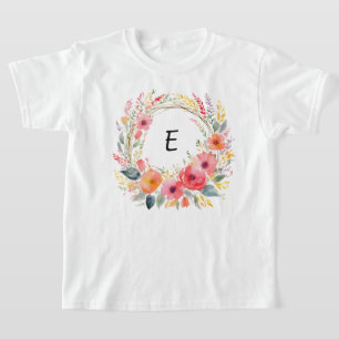 Camiseta Grinalda Floral Bonita Flores Elegantes Monogramad