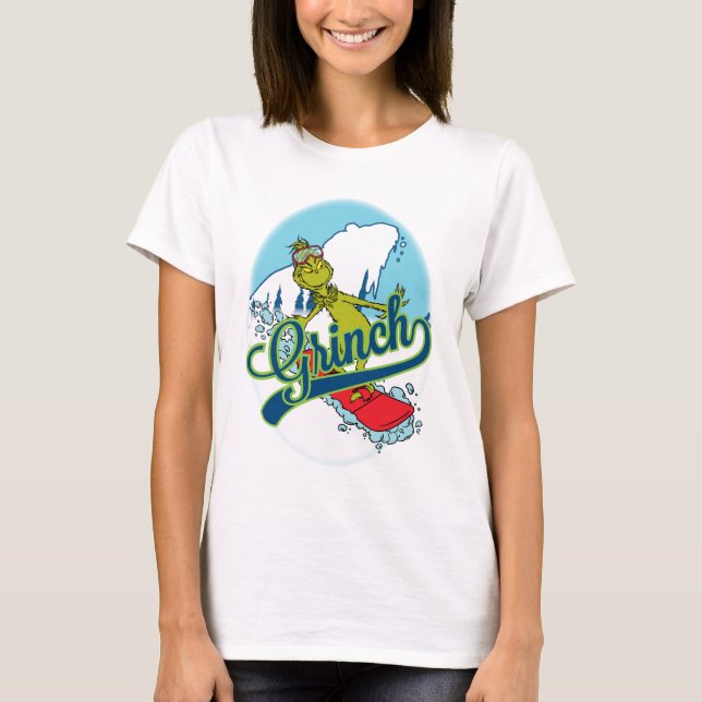 Camiseta Grinch fazendo snowboarding (Frente)