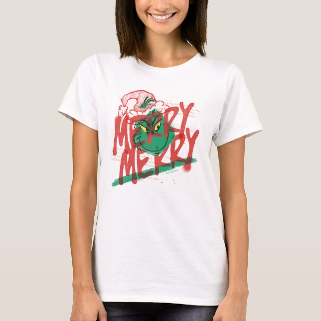 Camiseta Grinch | Grunge Gráfico Alegre Alegre (Frente)