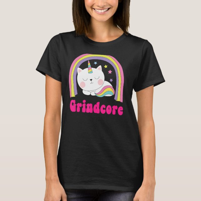 Camiseta Grindcore Shirts Sarcástico Retro Unicorn Grindcor (Frente)