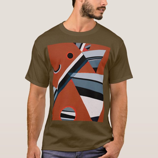 Camiseta Gris por Kandinsky Abstrato Painting Modern Art (Frente)