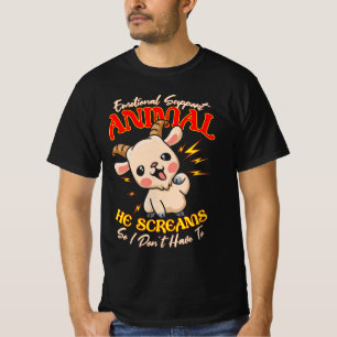 Camiseta Gritando com o apoio emocional da cabra do animal