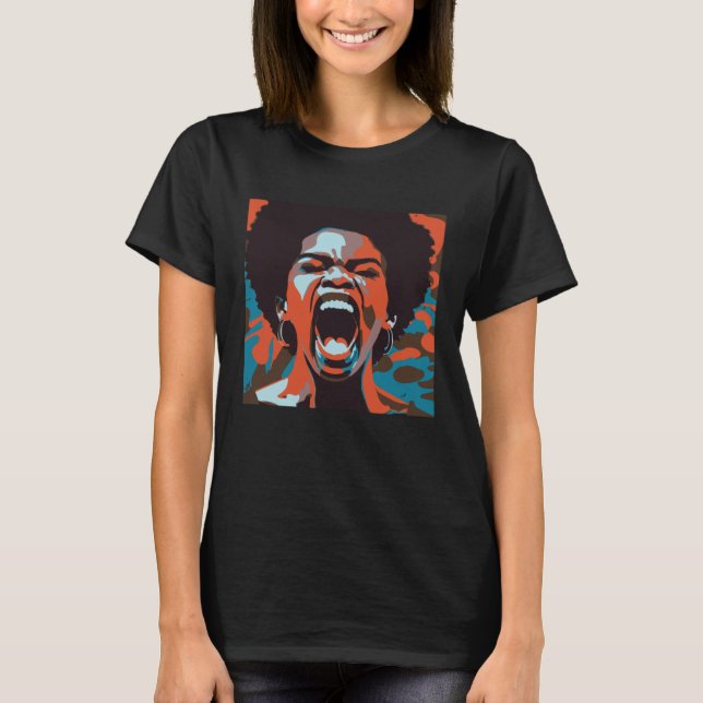 Camiseta Gritando Orgulho Negro Afro-Americano (Frente)