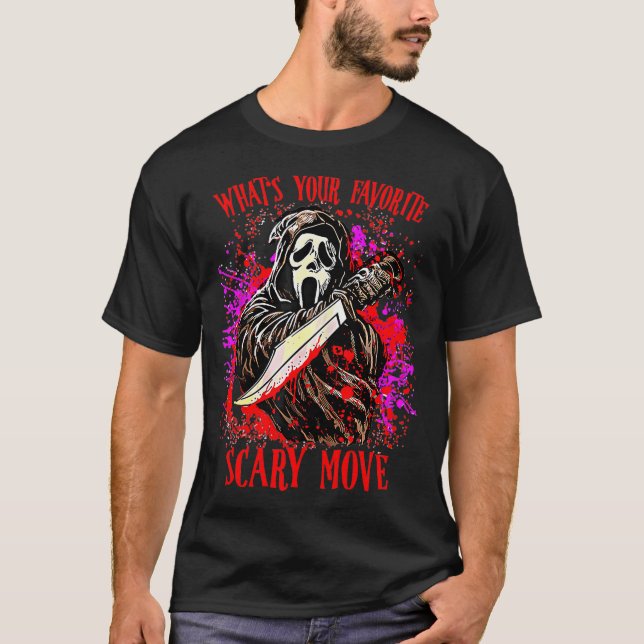 Camiseta Gritar Ghostface Halloween O Que_É O Seu Sc Favori (Frente)
