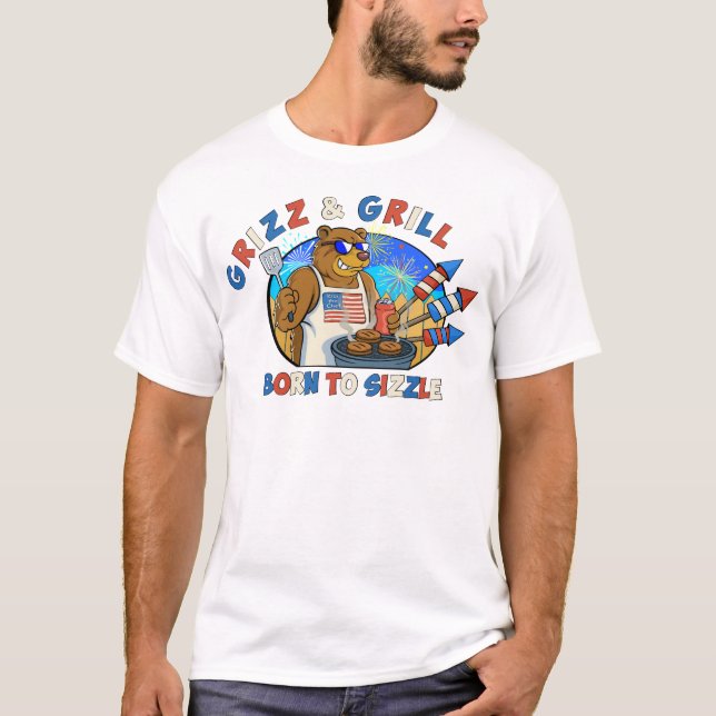 Camiseta Grizz & Grill: Nascer de zurbar a cerveja, o hambú (Frente)