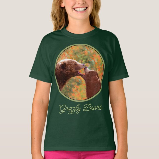 Camiseta Grizzly Bear Mom and Cub Painting Wildlife Art T-S (Frente)