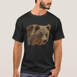 Camiseta Grizzly Bear Motif Imprint Art Print Bear Predator