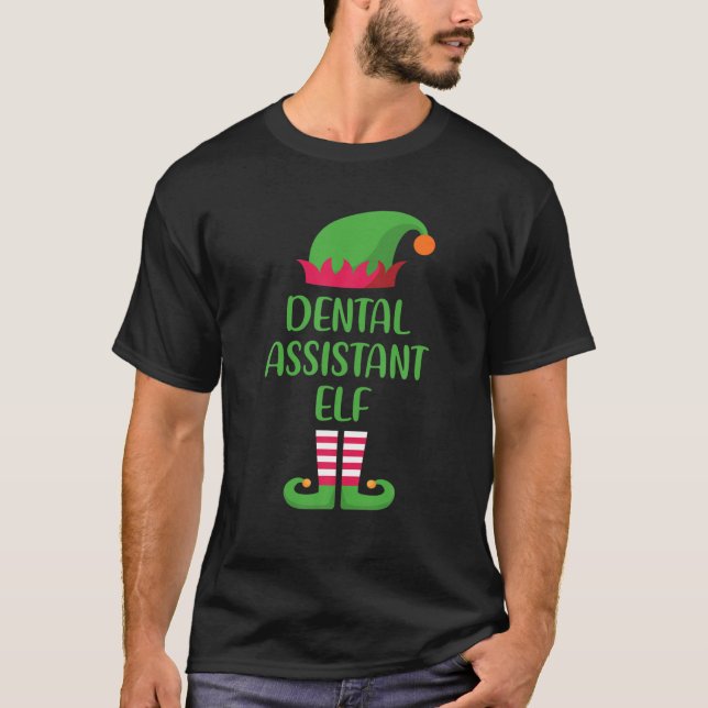 Camiseta Gro de Correspondência de Famílias de Natal Elf do (Frente)