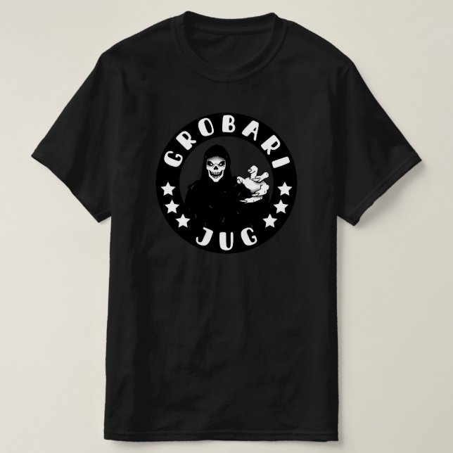 Camiseta Grobari Jug Crno Beli Kosac Smrti (Frente do Design)