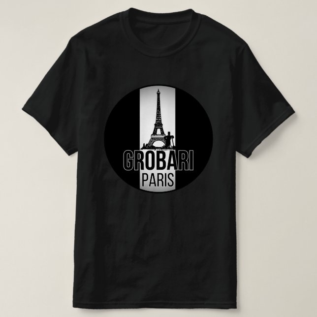 Camiseta Grobari Paris Torre Eiffel Preto Branco  (Frente do Design)
