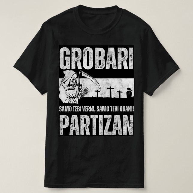 Camiseta Grobari Partizan Crno Beli (Frente do Design)