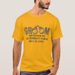 Camiseta Groenlândia sentenciada à vida sem liberdade condi<br><div class="desc">Uma design engraçada com a palavra noivo com algemas para os dois na palavra noivo...  e as palavras "Sentenciado à Vida Sem Parole" e a data do casamento. Excelente para um presente de despedida de solteiro.</div>