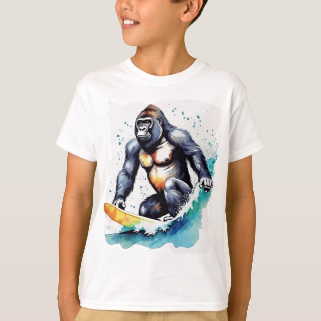 Camiseta Grony gorilla surfando T-Shirt (Frente)