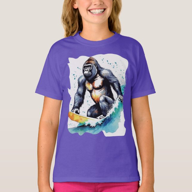 Camiseta Grony gorilla surfando T-Shirt (Frente)