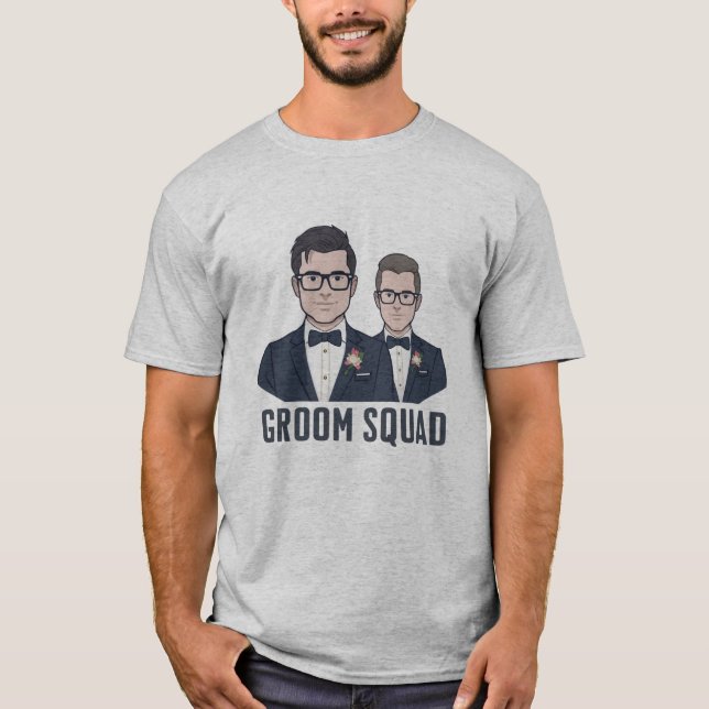 Camiseta Groom Squad - Cartoon Groomsmen T-Shirt (Frente)