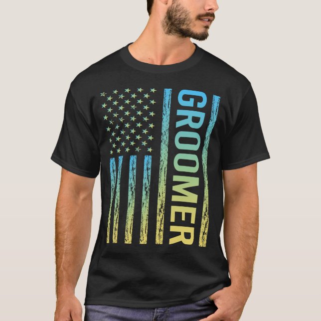 Camiseta Groomer Amarelo Azul (Frente)