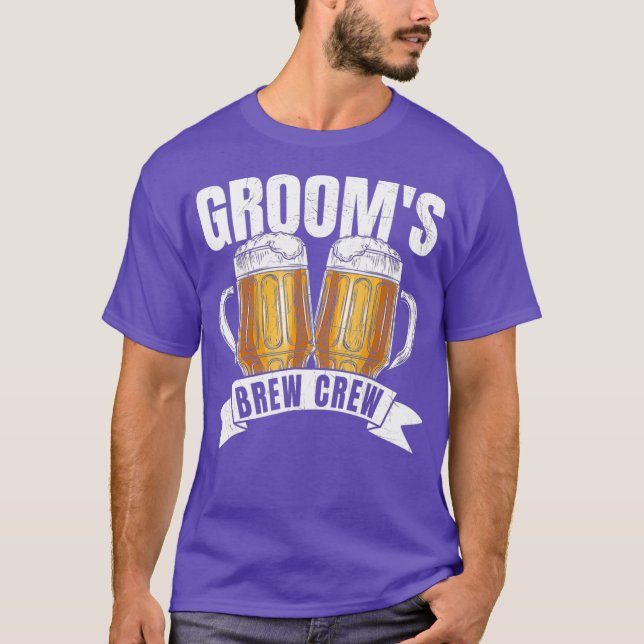 Camiseta Grooms Brew Crew  Funny Group Beer Drinking Team (Frente)