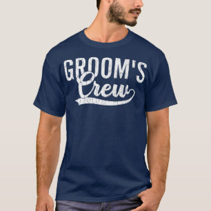 Camiseta Grooms Crew Engraçado Marido Casado com Grafia