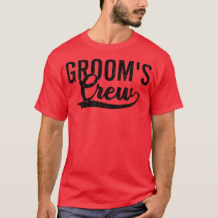 Camiseta Grooms Crew Engraçado Marido Casado com Grafia