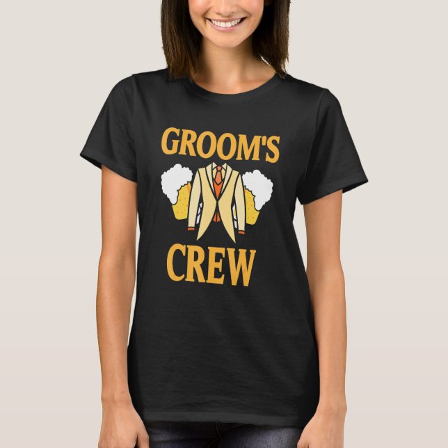 Camiseta Groom's Crew Retro Cool Bachelors Party Designs Pr (Frente)
