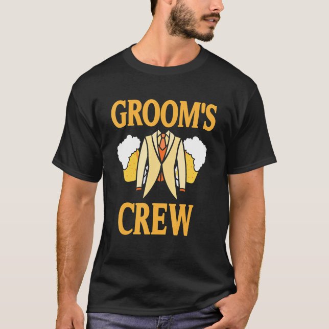 Camiseta Groom's Crew Retro Cool Bachelors Party Designs Pr (Frente)