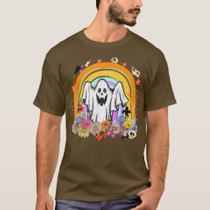 Camiseta Groovage Vintage Floral Ghost Cute Halloween Rainb