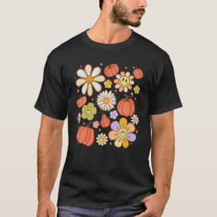 Camiseta Groovay Pumpkin Daisy Flower Smile Face Fall Obrig