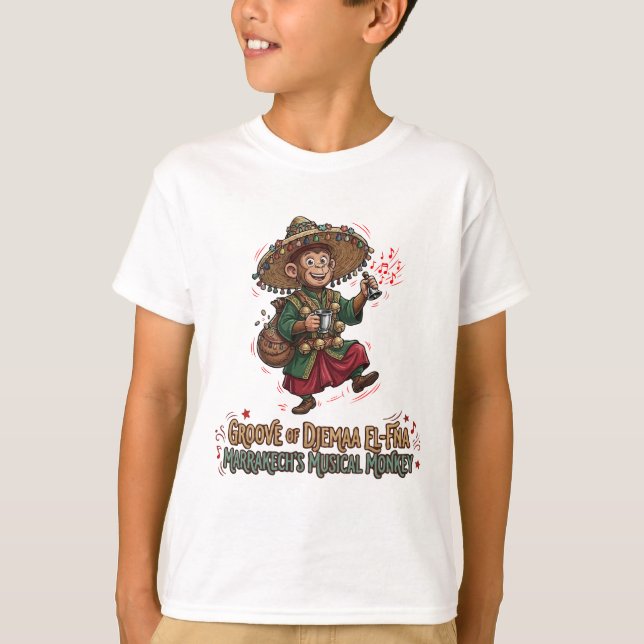Camiseta Groove de Djemaa El-Fna Marrakech Macaco Musical (Frente)