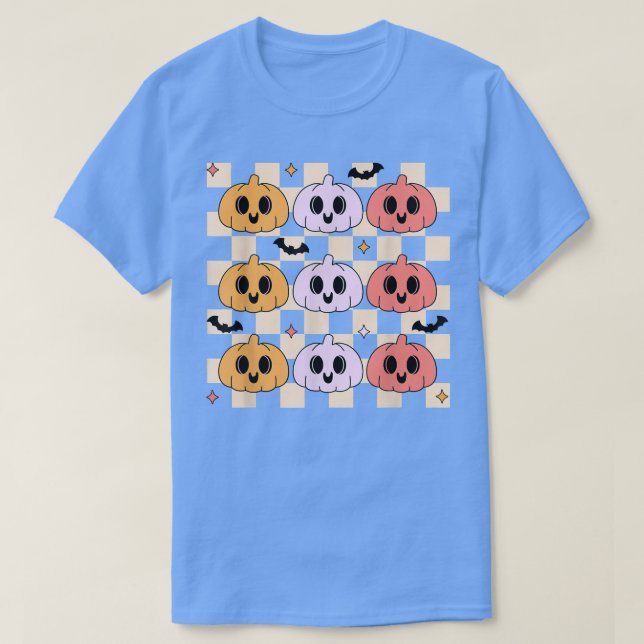 Camiseta Grooveen Halloween Pumpkin Mulheres Homens Criança (Frente do Design)