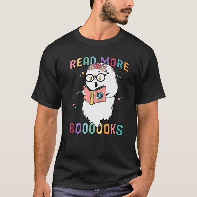Camiseta Grooveen Leia mais livros Bonito Boo lê b (Frente)