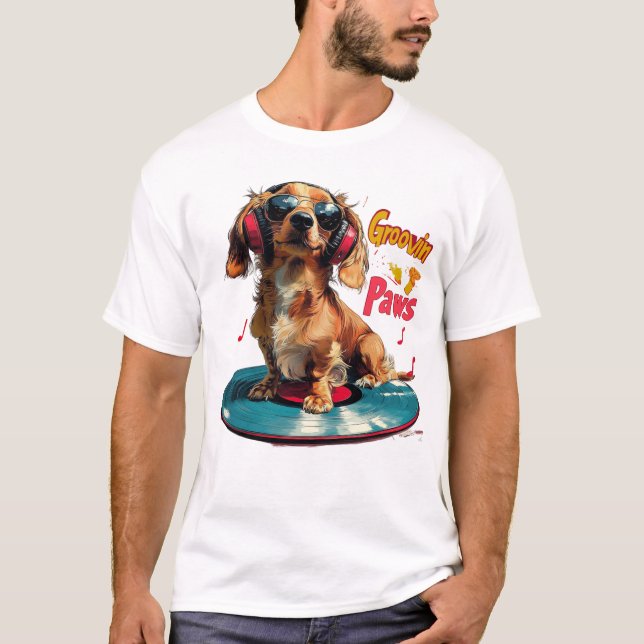 Camiseta Groovin Paws - Dachshund Music (Frente)