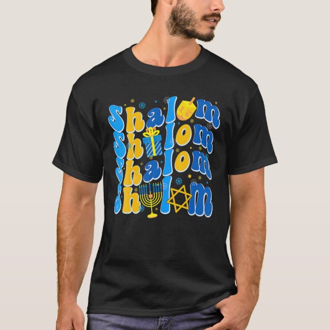 Camiseta Groovom Shalom Judeu Hanukkah Judeu Dreidel (Frente)