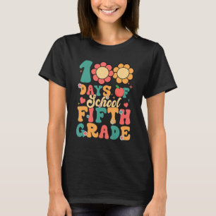 Camiseta Groovy 100 Dias De Estudo De Professores Do Quinto